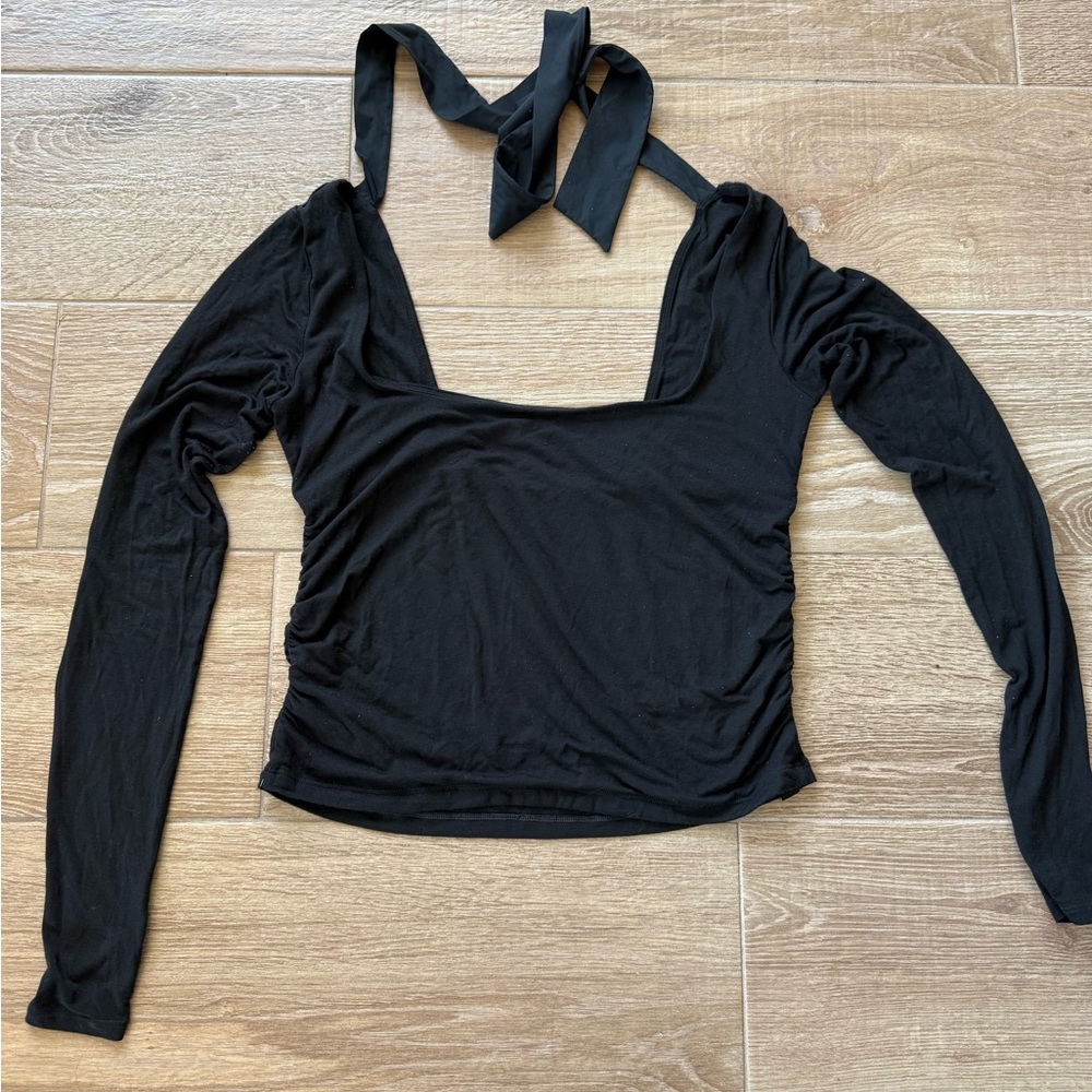 Blogilates Black Long Sleeve Women's Top with tie